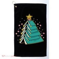 Xmas Book Nerd Library Lover Bookworm Book Christmas Tree Funny Gift Golf Towel thumb 0