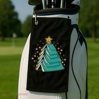 Xmas Book Nerd Library Lover Bookworm Book Christmas Tree Funny Gift Golf Towel thumb 2