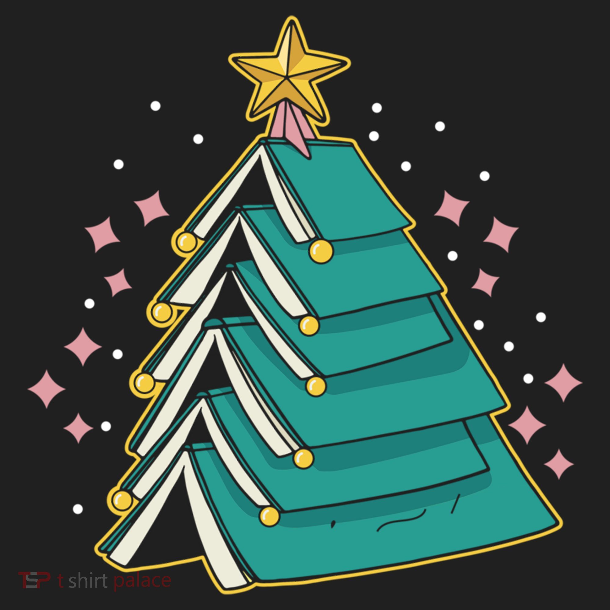 Xmas Book Nerd Library Lover Bookworm Book Christmas Tree Funny Gift Golf Towel