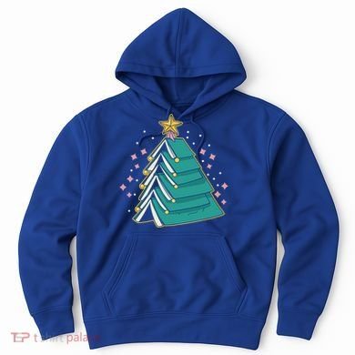 Xmas Book Nerd Library Lover Bookworm Book Christmas Tree Funny Gift Hoodie