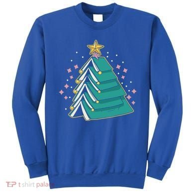 Xmas Book Nerd Library Lover Bookworm Book Christmas Tree Funny Gift Sweatshirt