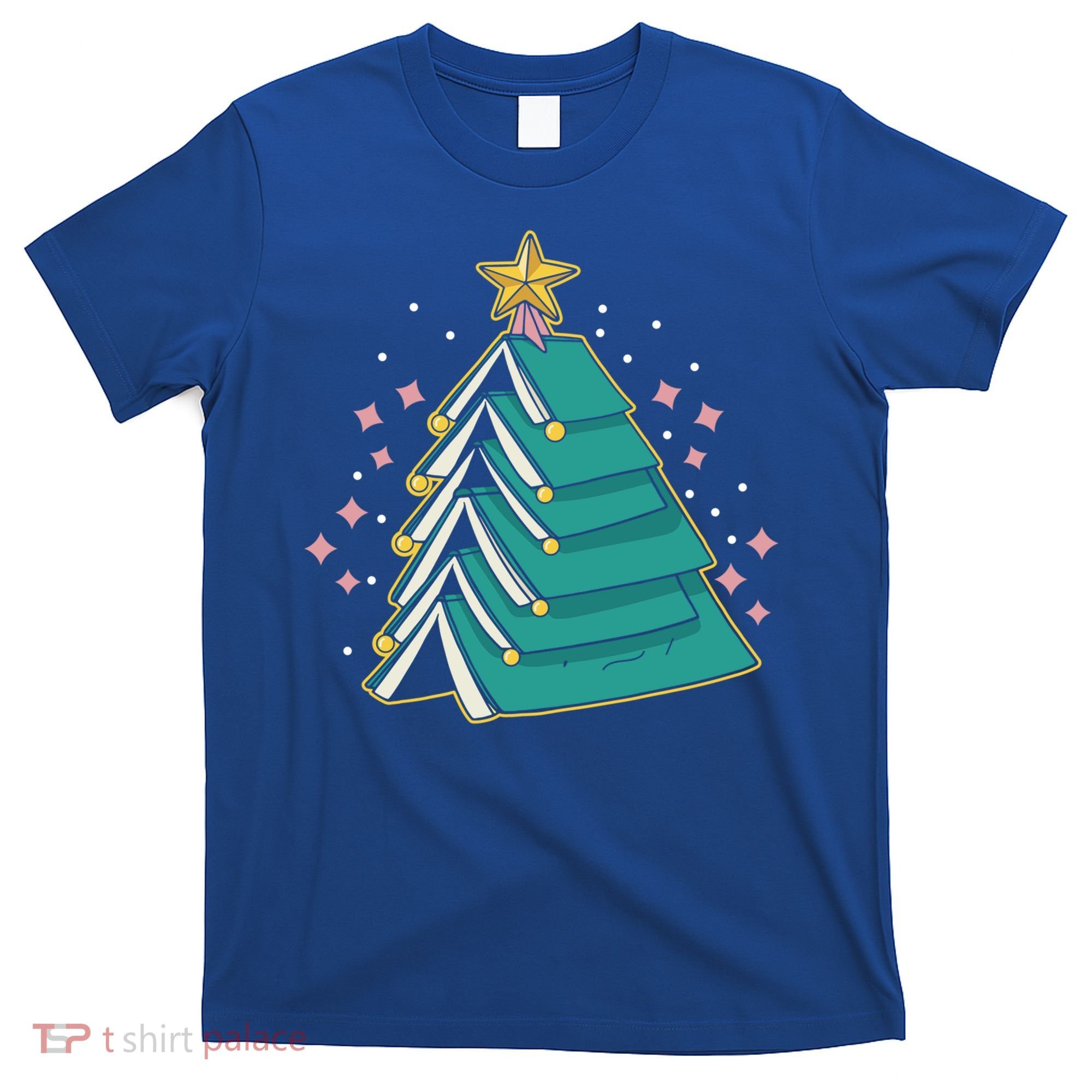 Xmas Book Nerd Library Lover Bookworm Book Christmas Tree Funny Gift T-Shirt