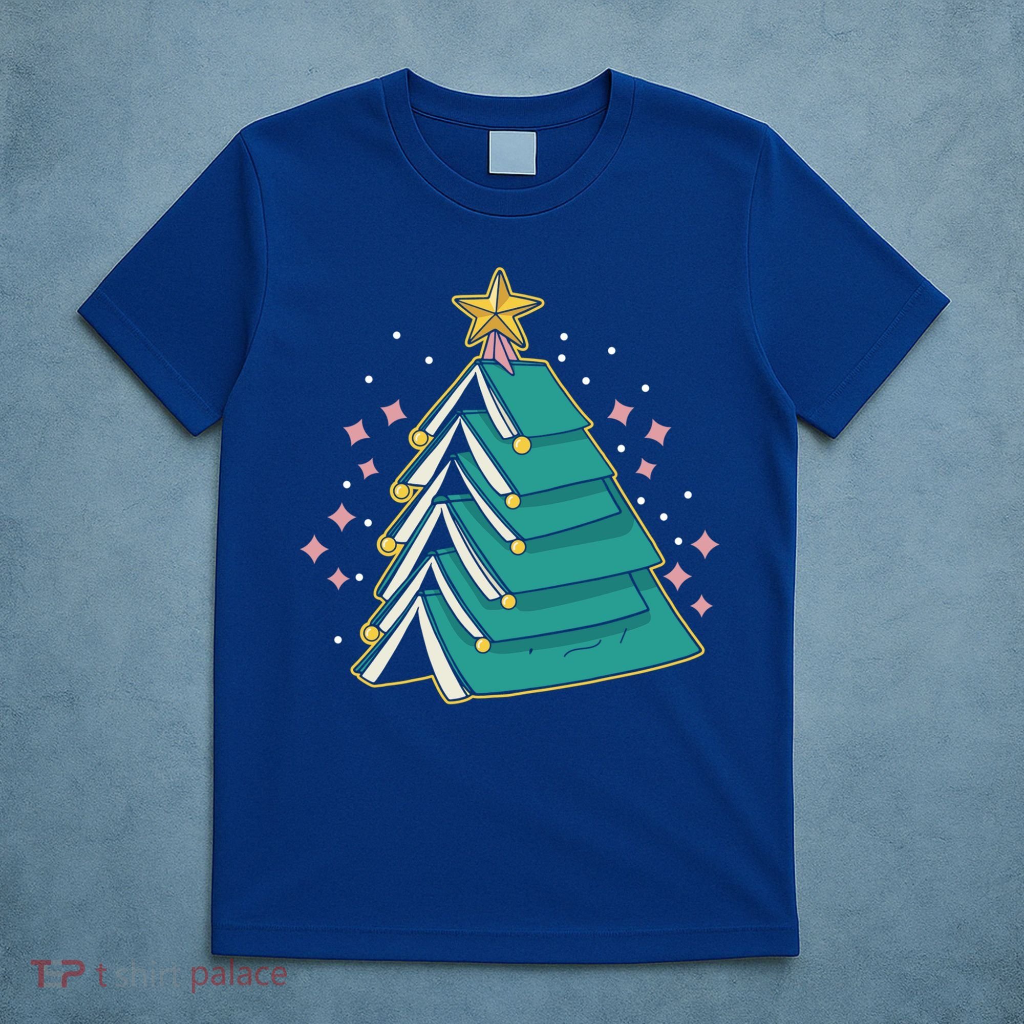 Xmas Book Nerd Library Lover Bookworm Book Christmas Tree Funny Gift T-Shirt