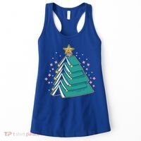 Xmas Book Nerd Library Lover Bookworm Book Christmas Tree Funny Gift Women's Tank Top thumb 0
