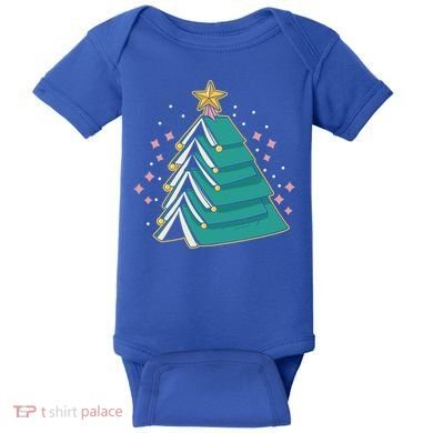 Xmas Book Nerd Library Lover Bookworm Book Christmas Tree Funny Gift Baby Bodysuit