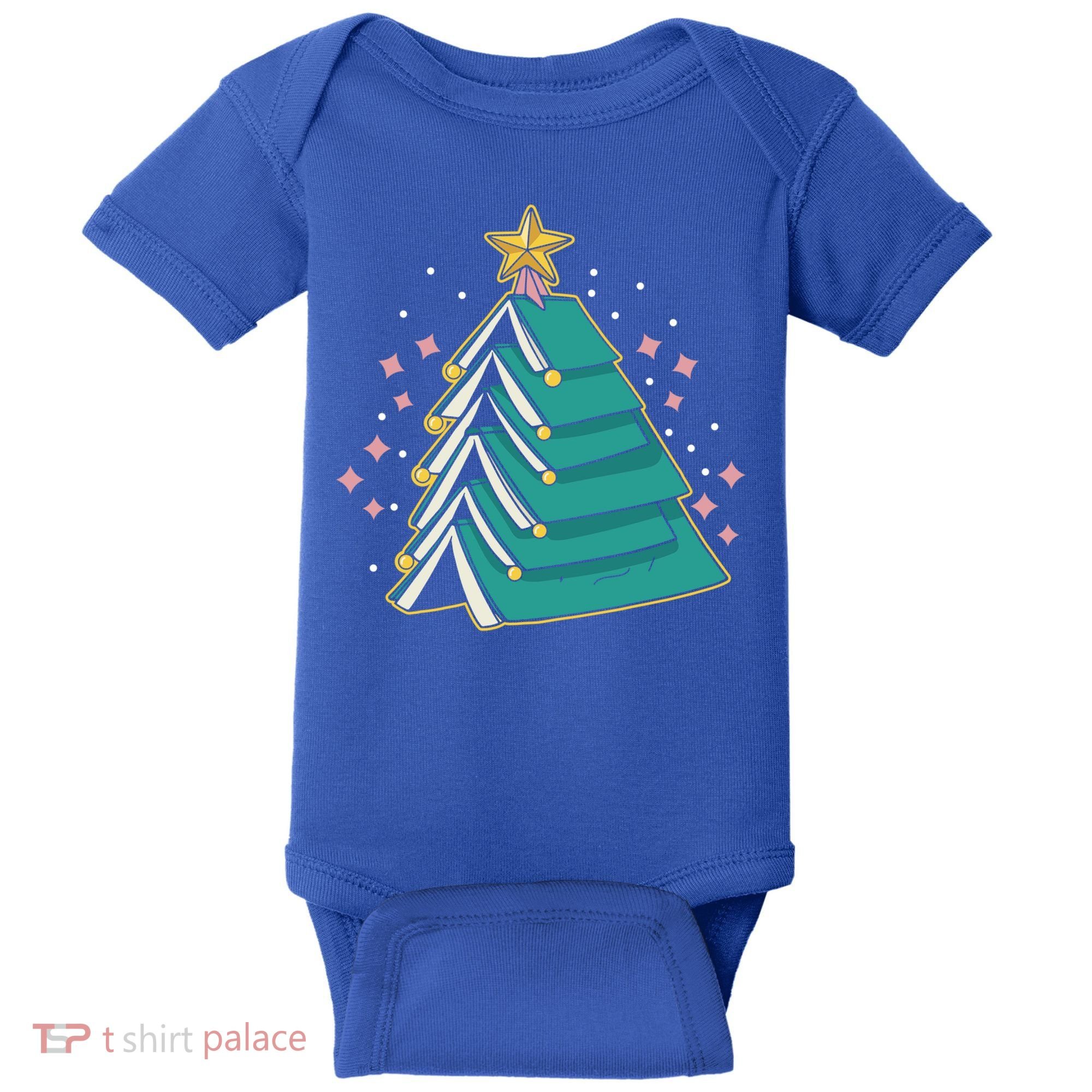 Xmas Book Nerd Library Lover Bookworm Book Christmas Tree Funny Gift Baby Bodysuit
