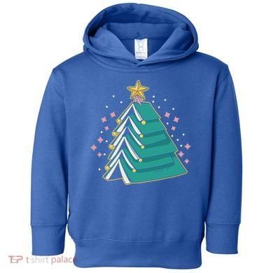 Xmas Book Nerd Library Lover Bookworm Book Christmas Tree Funny Gift Toddler Hoodie