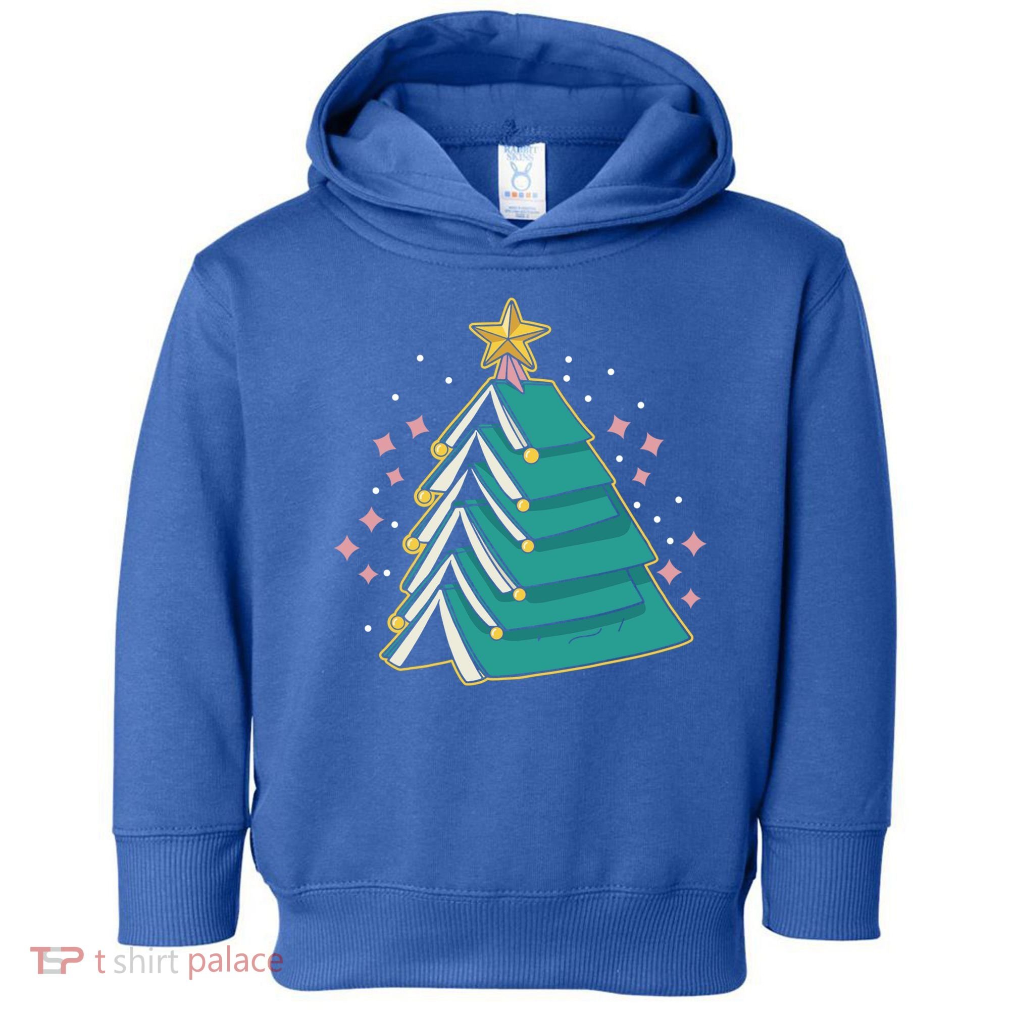 Xmas Book Nerd Library Lover Bookworm Book Christmas Tree Funny Gift Toddler Hoodie
