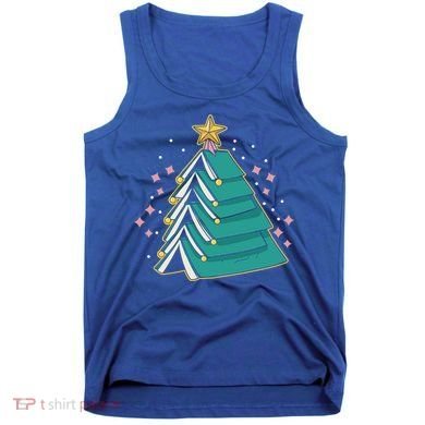 Xmas Book Nerd Library Lover Bookworm Book Christmas Tree Funny Gift Tank Top