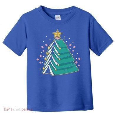 Xmas Book Nerd Library Lover Bookworm Book Christmas Tree Funny Gift Toddler T-Shirt