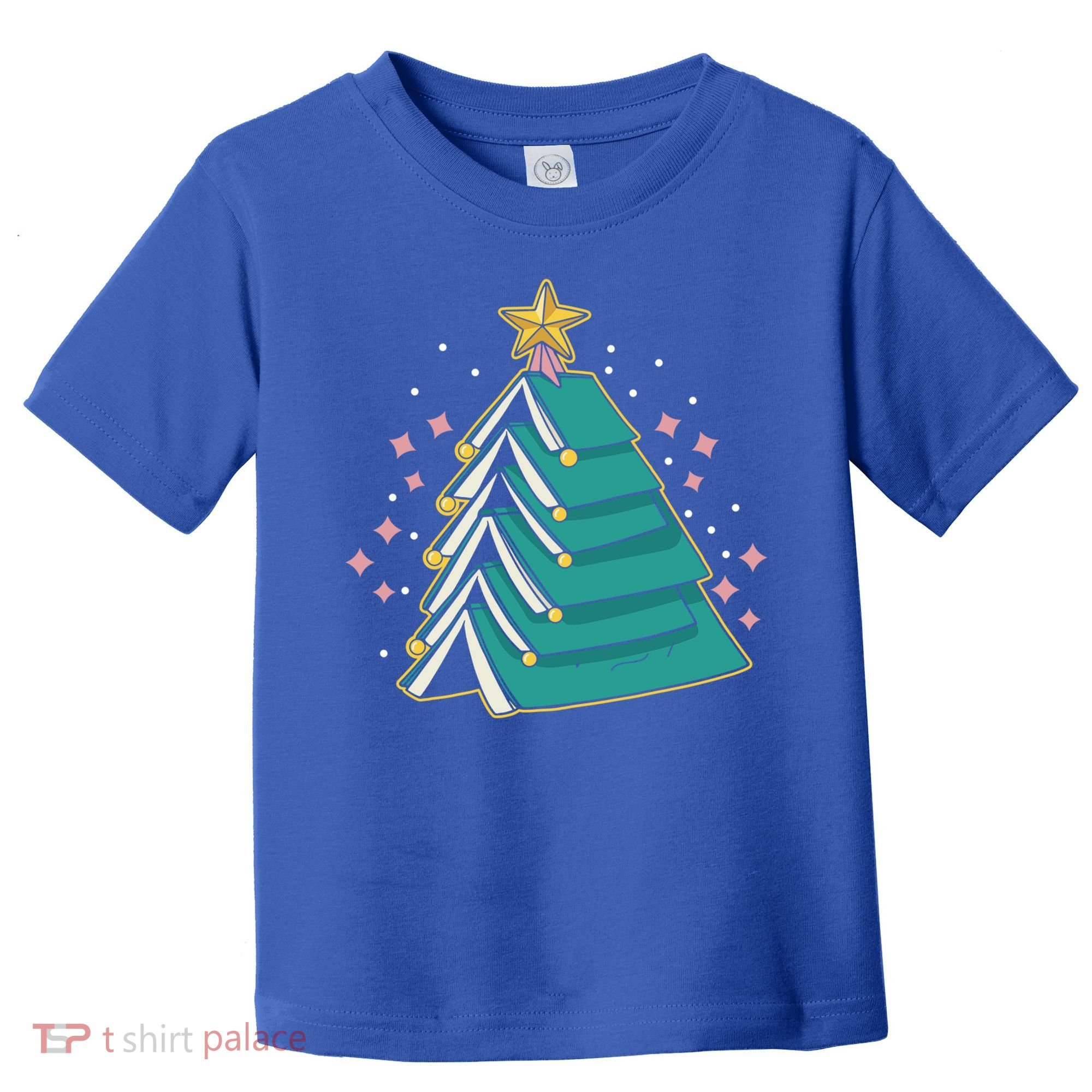 Xmas Book Nerd Library Lover Bookworm Book Christmas Tree Funny Gift Toddler T-Shirt