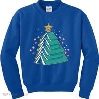 Xmas Book Nerd Library Lover Bookworm Book Christmas Tree Funny Gift Kids Sweatshirt thumb 0