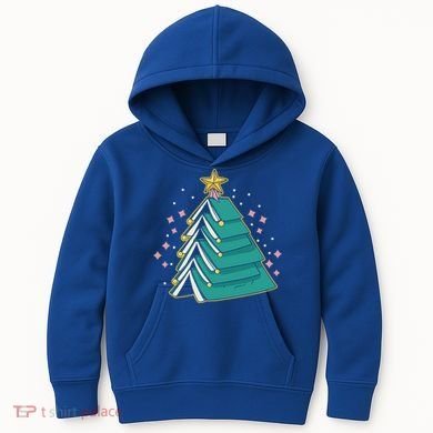 Xmas Book Nerd Library Lover Bookworm Book Christmas Tree Funny Gift Kids Hoodie
