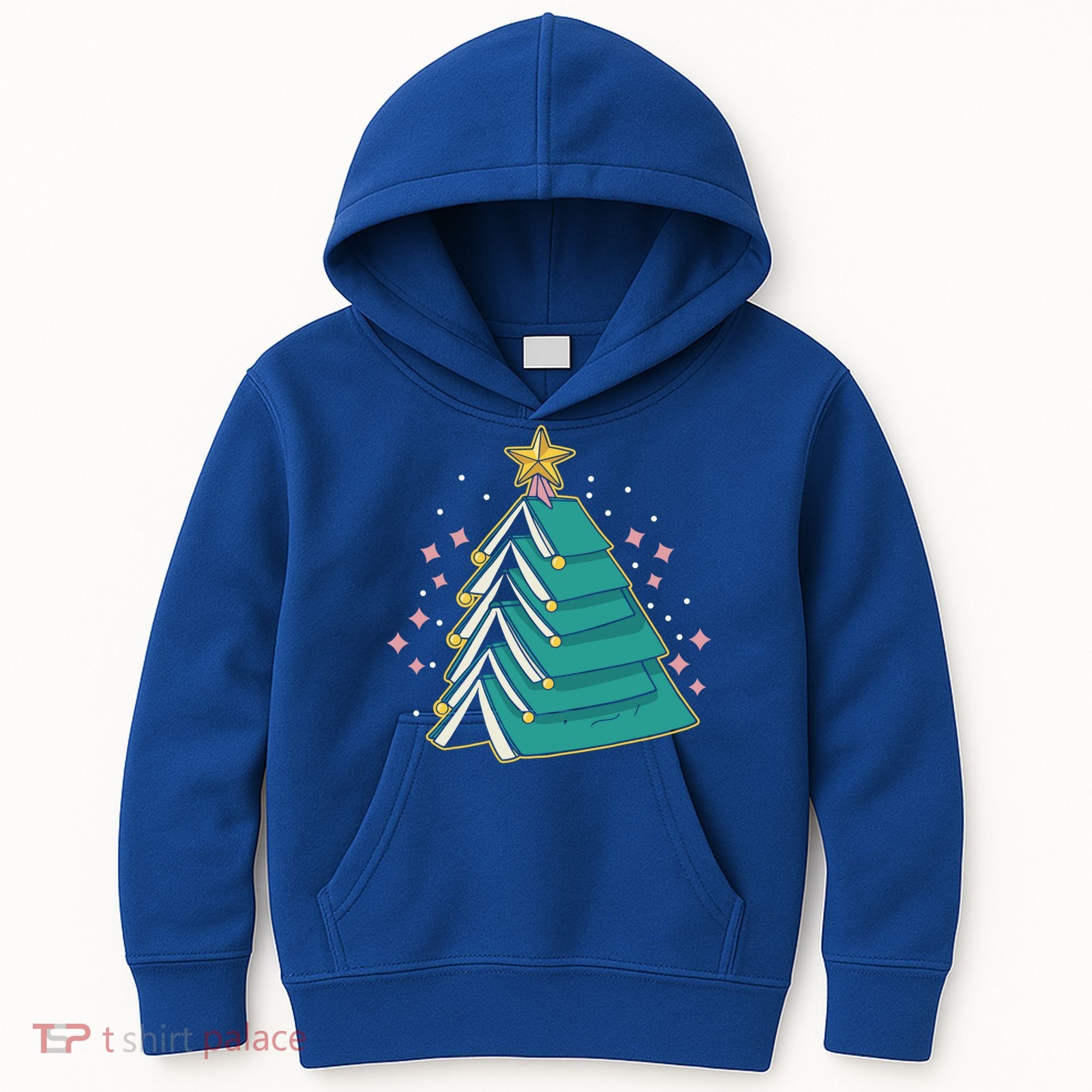 Xmas Book Nerd Library Lover Bookworm Book Christmas Tree Funny Gift Kids Hoodie