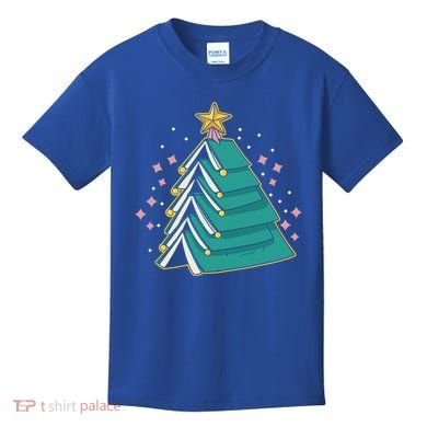 Xmas Book Nerd Library Lover Bookworm Book Christmas Tree Funny Gift Kids T-Shirt