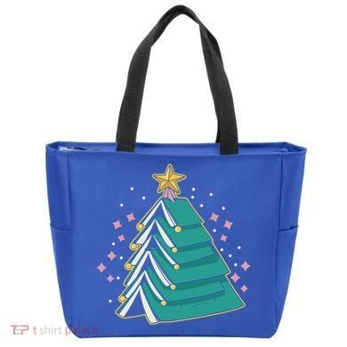 Xmas Book Nerd Library Lover Bookworm Book Christmas Tree Funny Gift Tote Bag