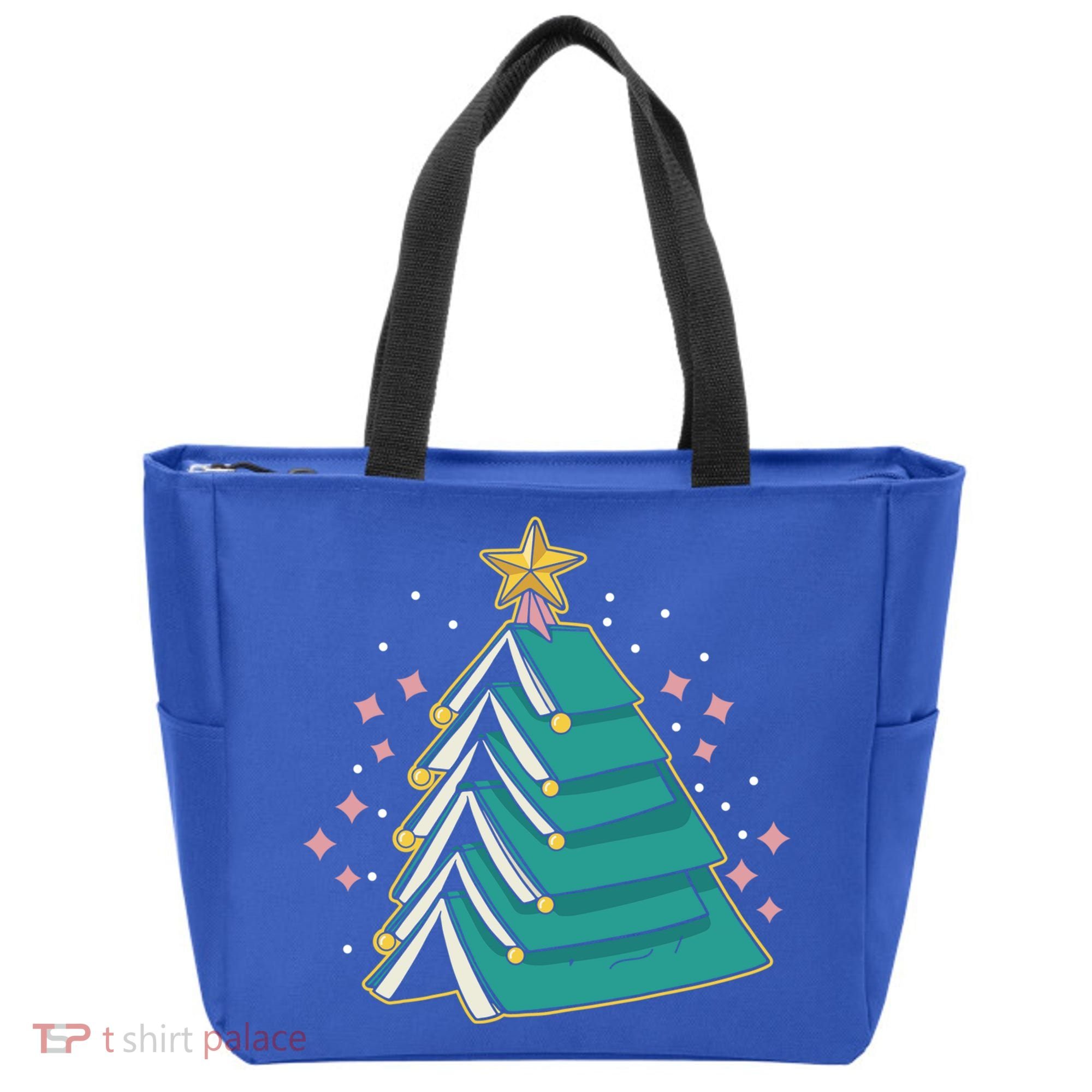 Xmas Book Nerd Library Lover Bookworm Book Christmas Tree Funny Gift Tote Bag