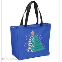Xmas Book Nerd Library Lover Bookworm Book Christmas Tree Funny Gift Tote Bag thumb 2