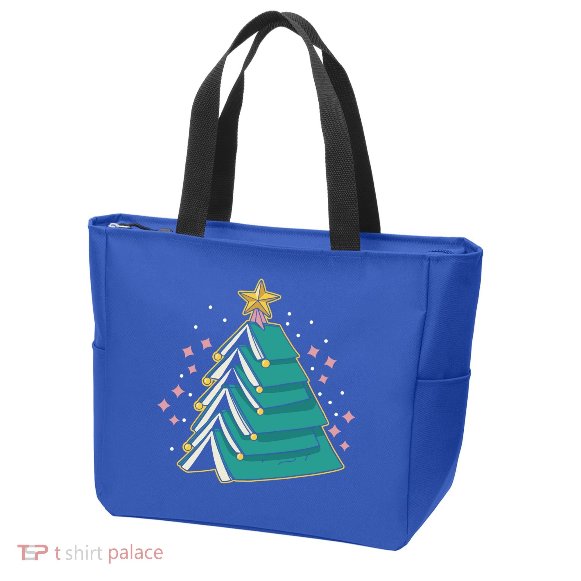 Xmas Book Nerd Library Lover Bookworm Book Christmas Tree Funny Gift Tote Bag