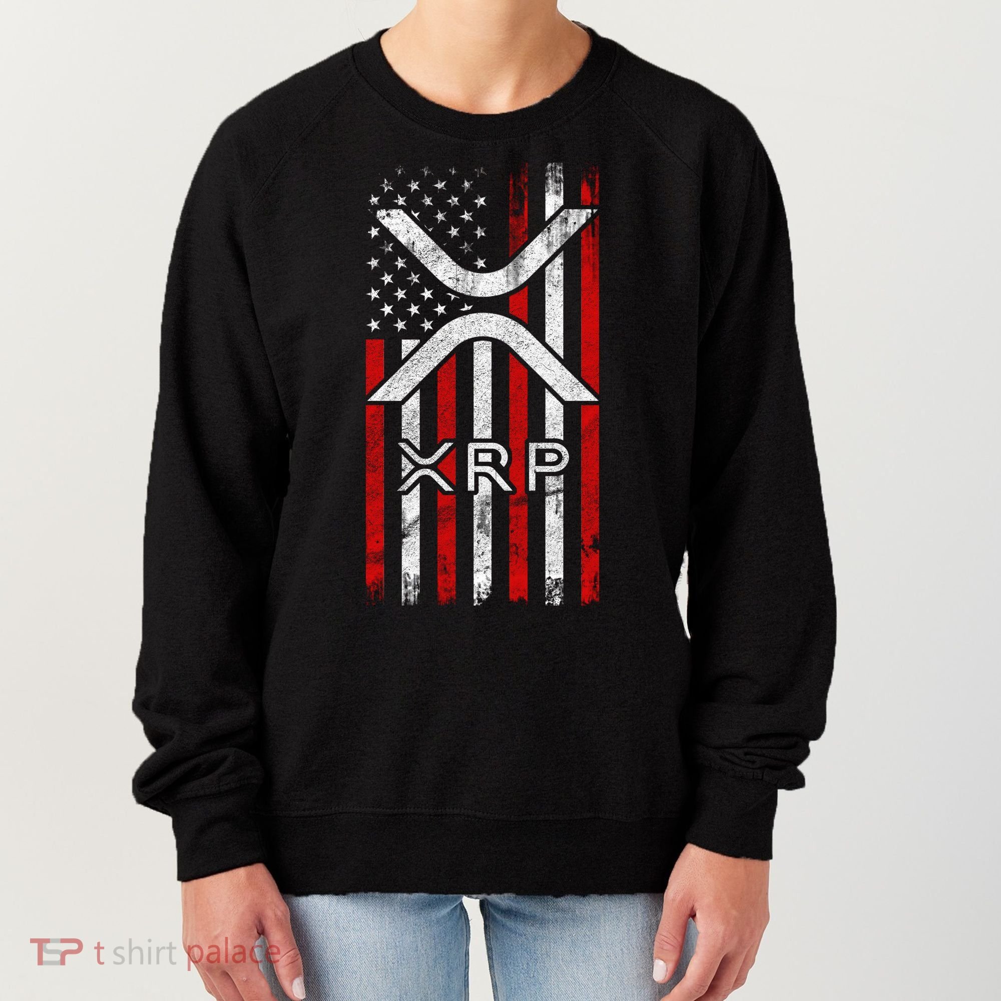 Xrp Cryptocurrency American Flag Women's Sweatshirt