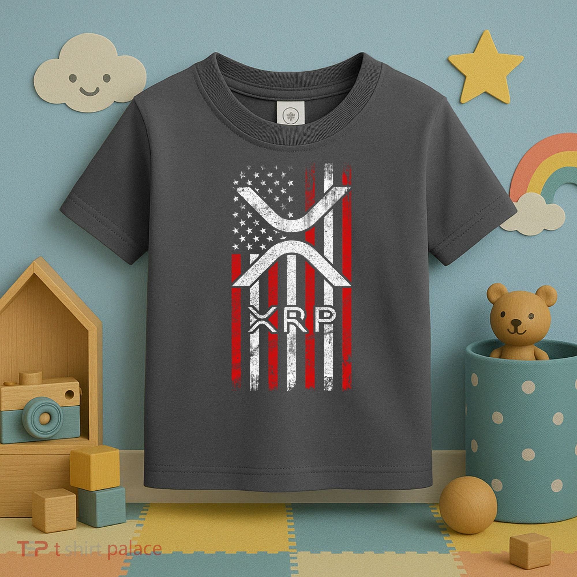 Xrp Cryptocurrency American Flag Toddler T-Shirt