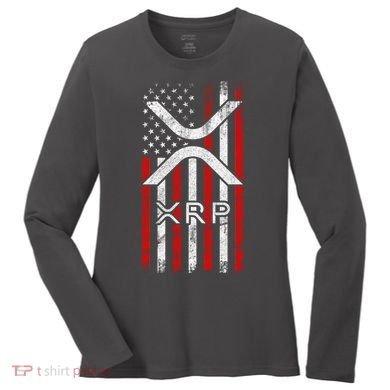 Xrp Cryptocurrency American Flag Women's Long Sleeve Shirt