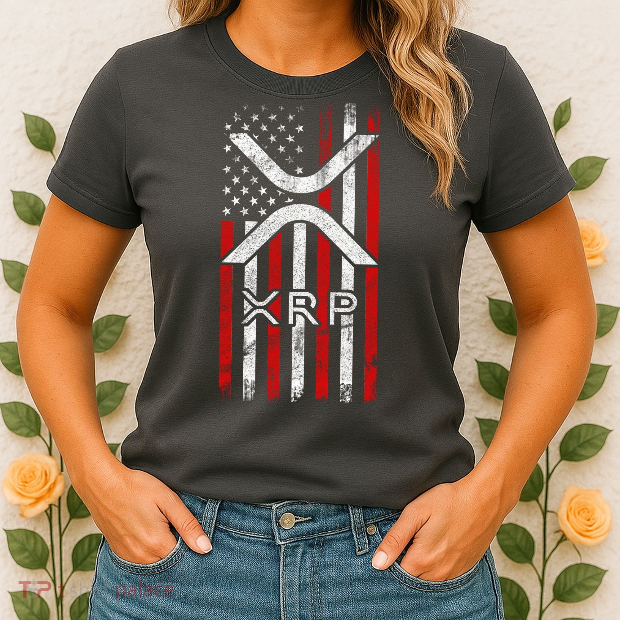 Xrp Cryptocurrency American Flag Women's T-Shirt