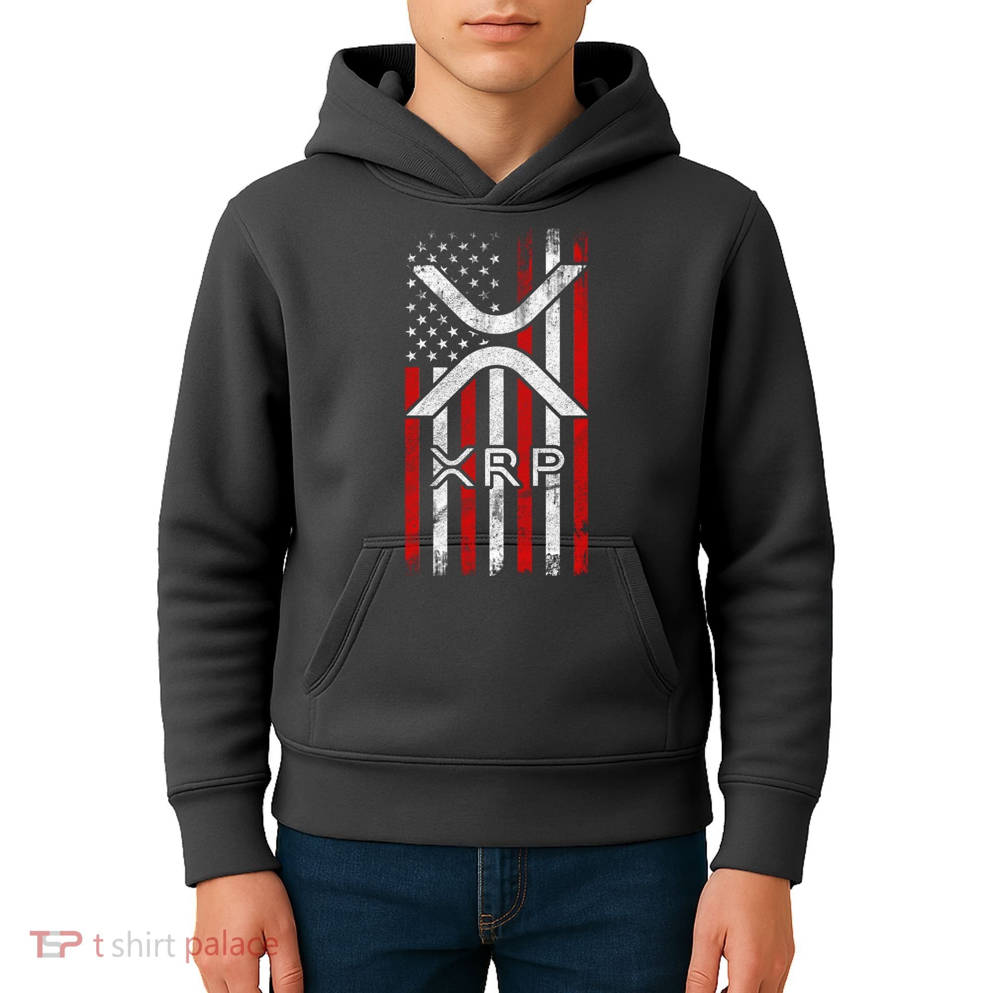 Xrp Cryptocurrency American Flag Kids Hoodie