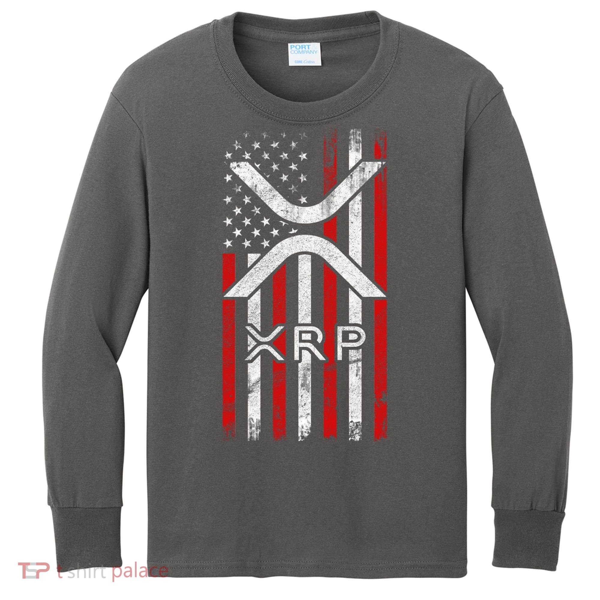 Xrp Cryptocurrency American Flag Kids Long Sleeve Shirt