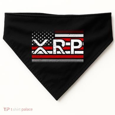 XRP Cryptocurrency Distressed USA American Flag USA-Made Doggie Bandana