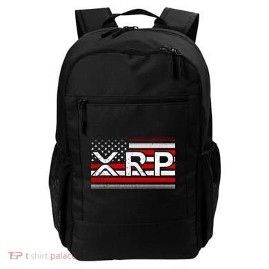 XRP Cryptocurrency Distressed USA American Flag Backpack