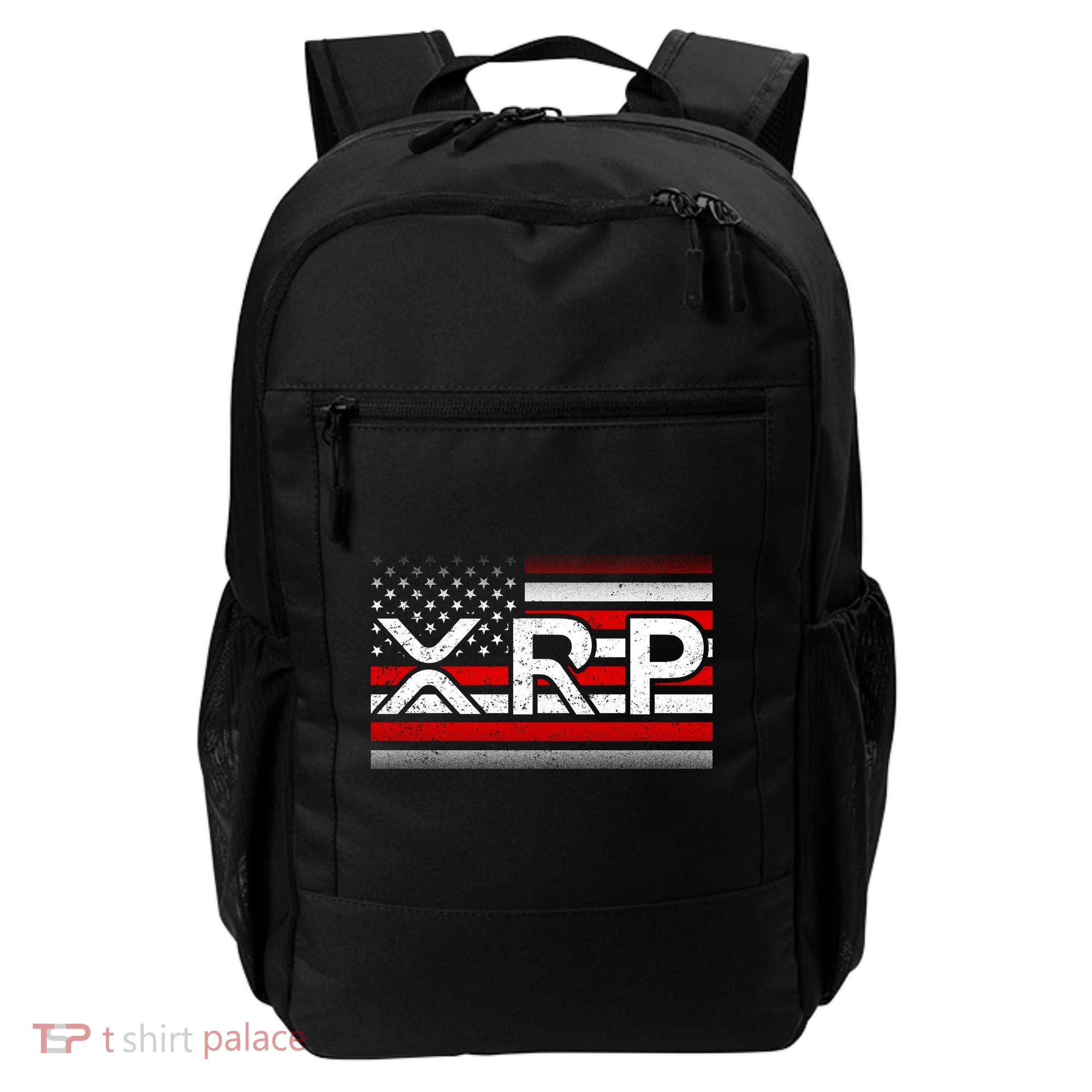 XRP Cryptocurrency Distressed USA American Flag Backpack