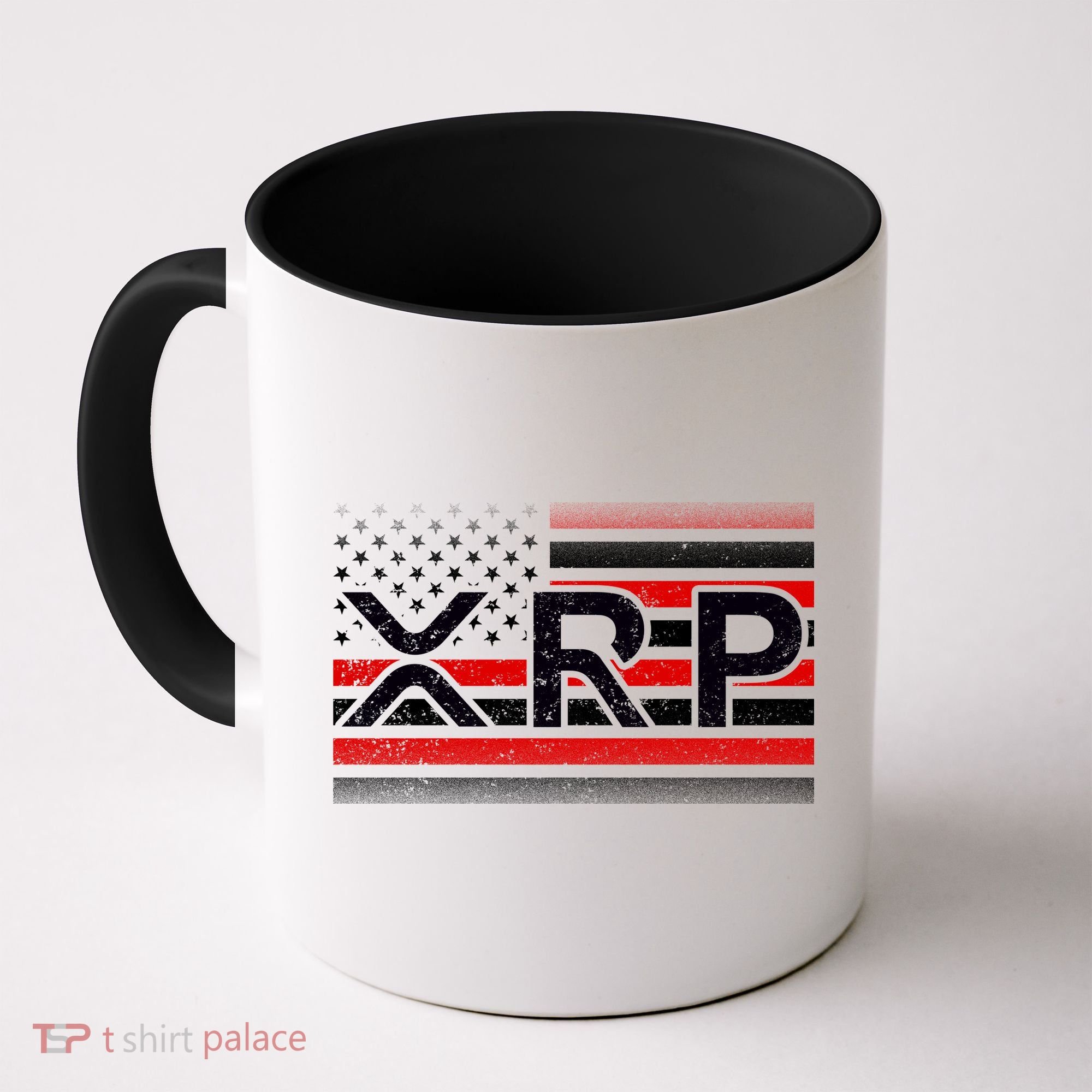 XRP Cryptocurrency Distressed USA American Flag Coffee Mug
