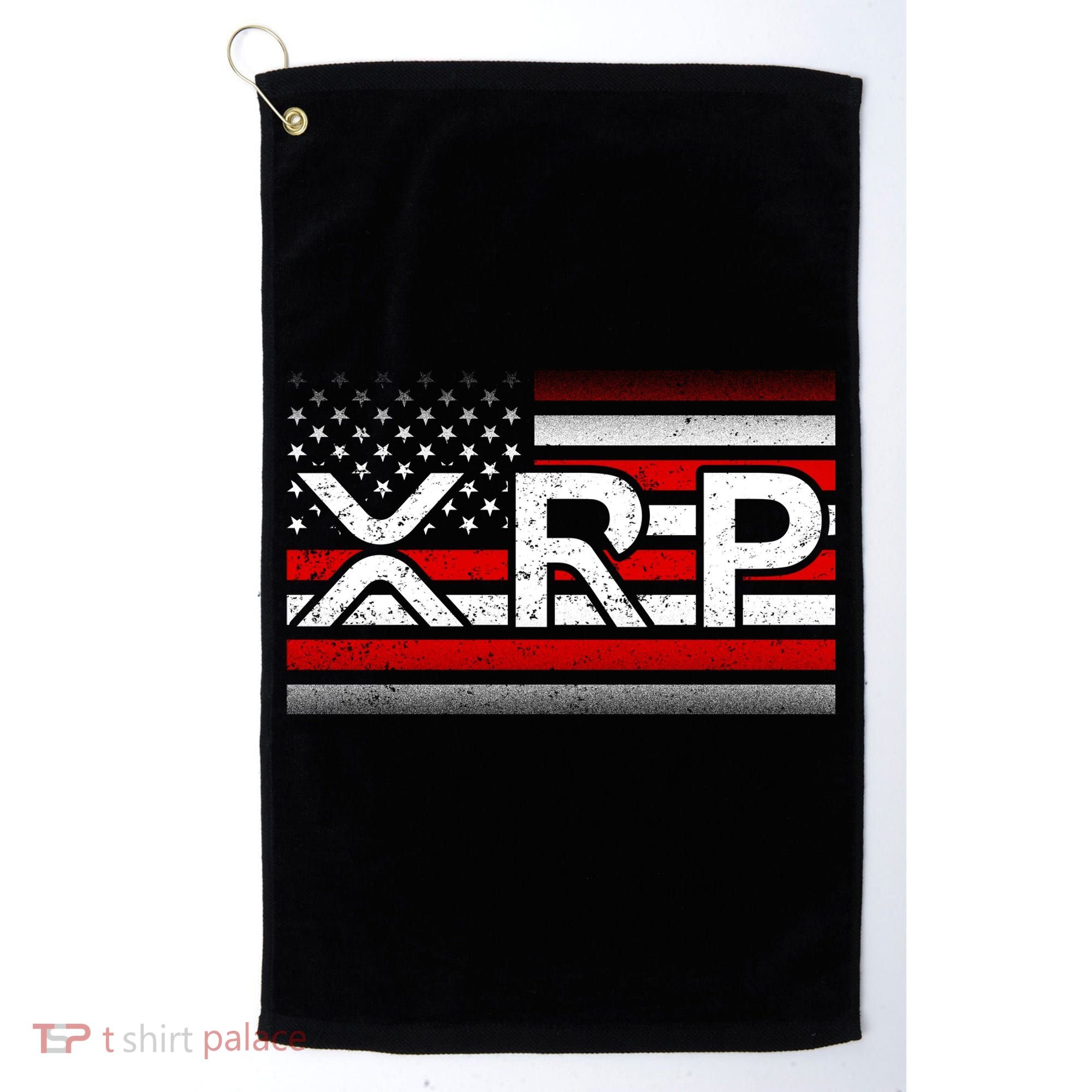 XRP Cryptocurrency Distressed USA American Flag Golf Towel