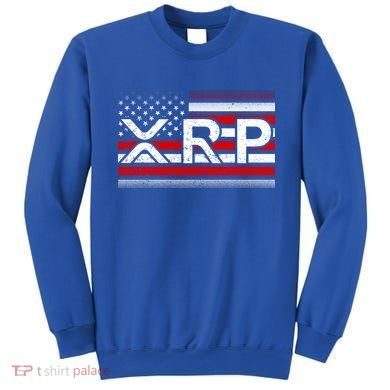 XRP Cryptocurrency Distressed USA American Flag Sweatshirt