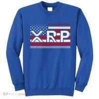 XRP Cryptocurrency Distressed USA American Flag Sweatshirt thumb 0