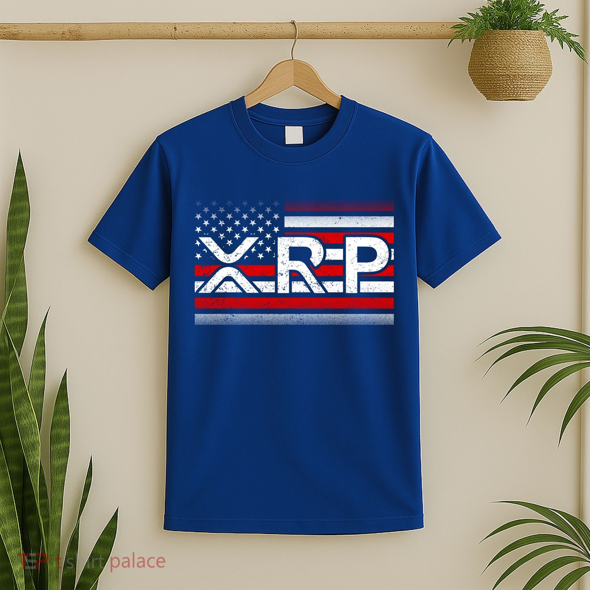 XRP Cryptocurrency Distressed USA American Flag T-Shirt