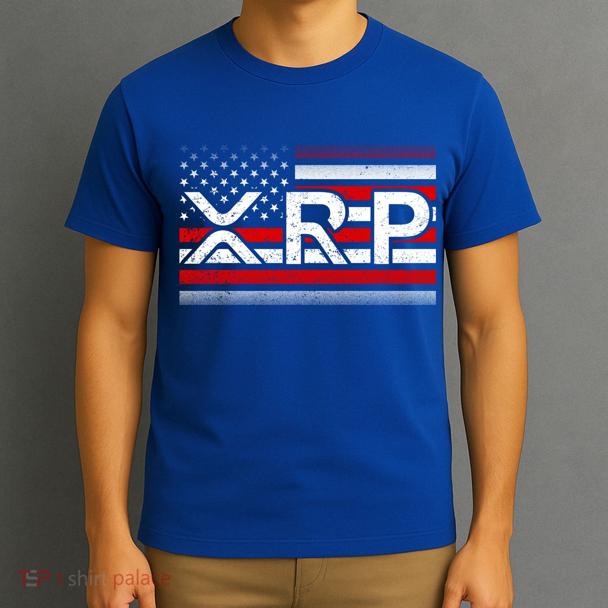 XRP Cryptocurrency Distressed USA American Flag T-Shirt