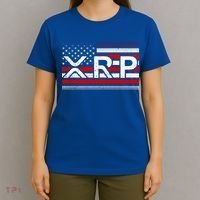 XRP Cryptocurrency Distressed USA American Flag T-Shirt thumb 4