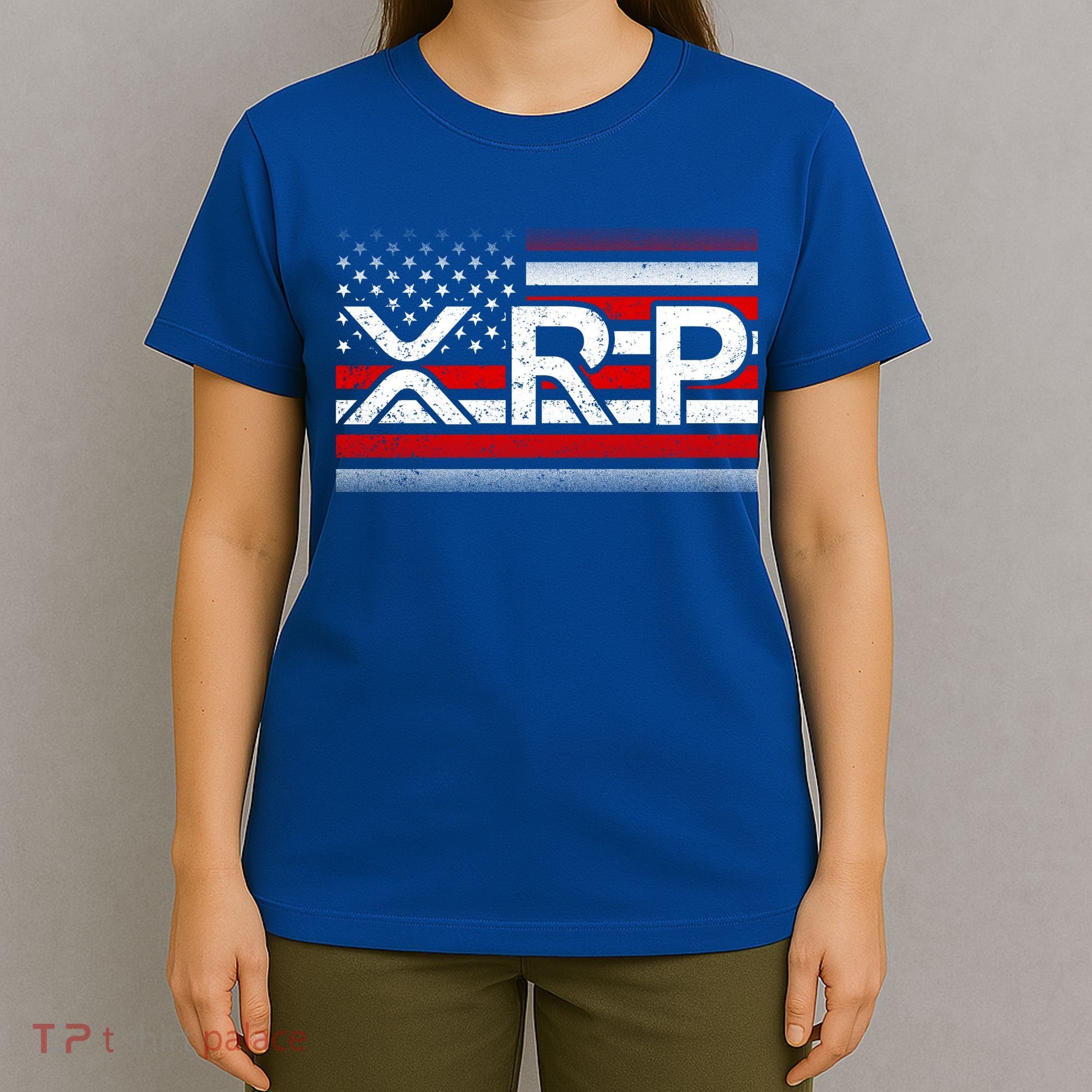 XRP Cryptocurrency Distressed USA American Flag T-Shirt