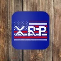 XRP Cryptocurrency Distressed USA American Flag Coaster thumb 0