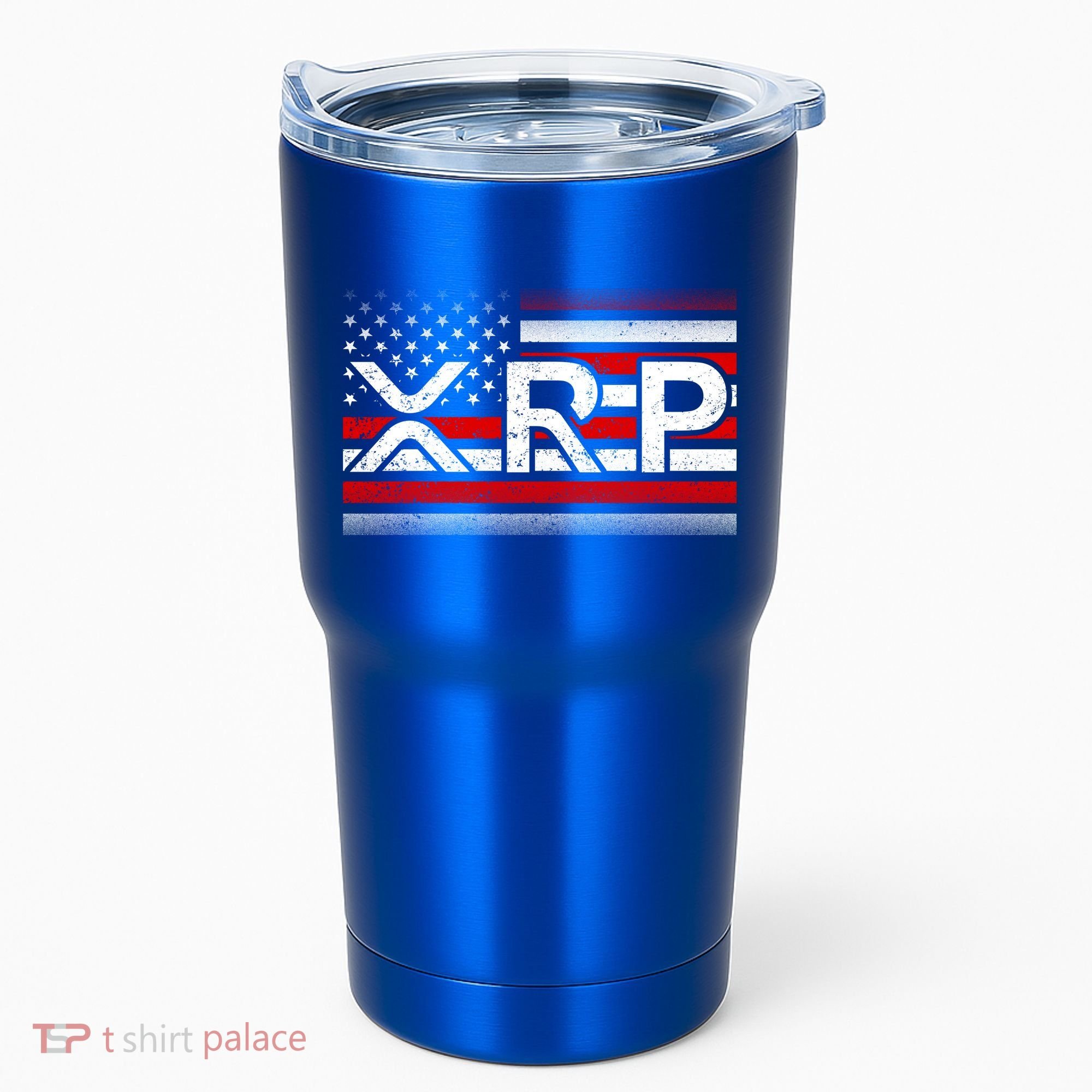 XRP Cryptocurrency Distressed USA American Flag Tumbler