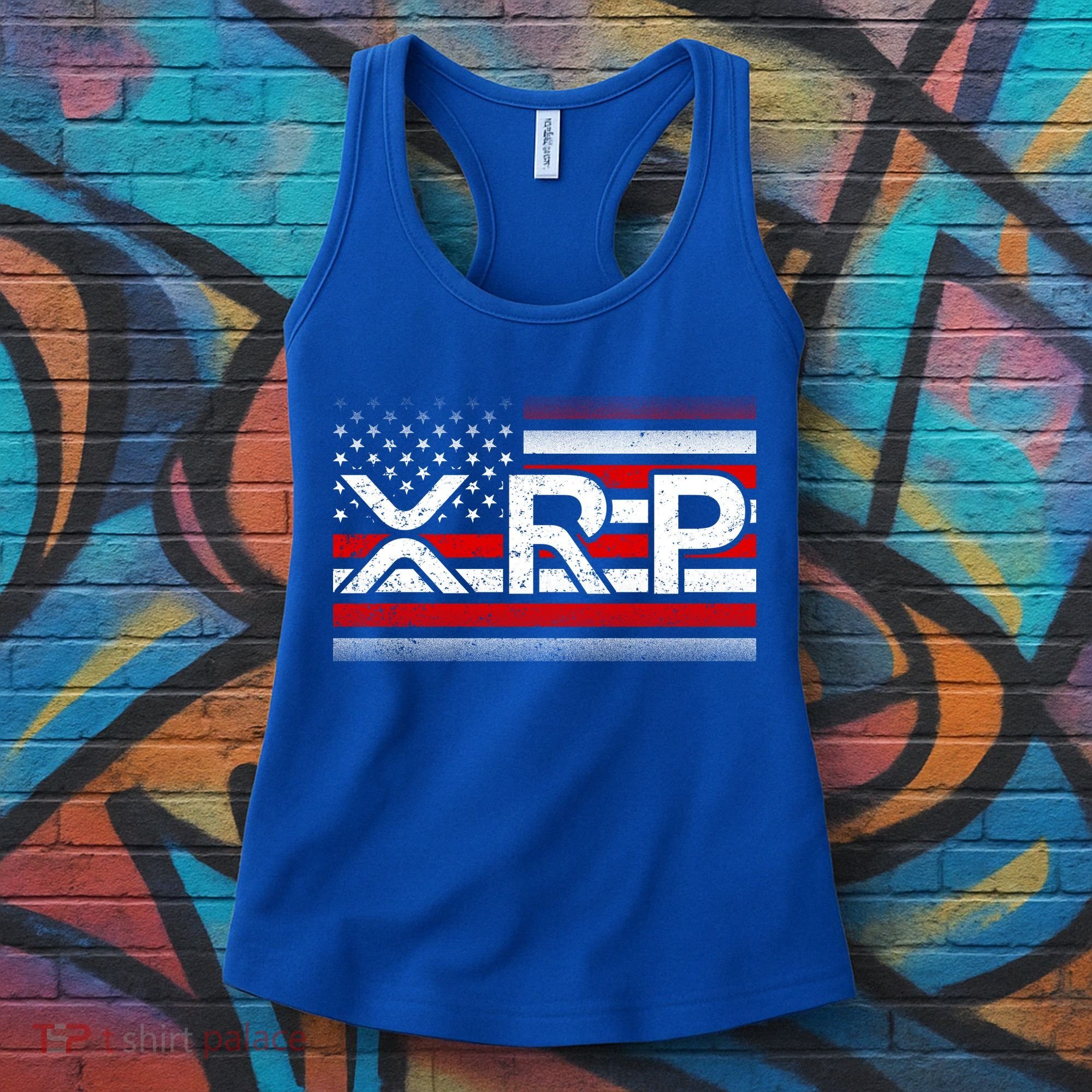 XRP Cryptocurrency Distressed USA American Flag Women's Tank Top