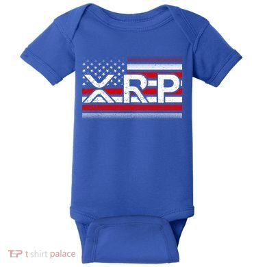 XRP Cryptocurrency Distressed USA American Flag Baby Bodysuit