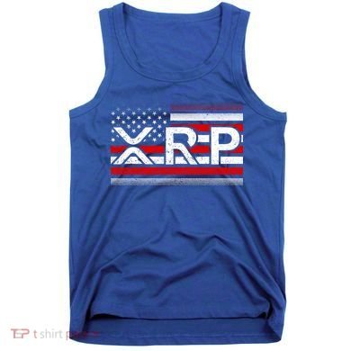 XRP Cryptocurrency Distressed USA American Flag Tank Top