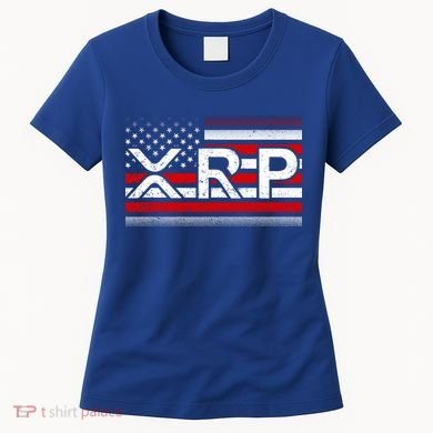 XRP Cryptocurrency Distressed USA American Flag Women's T-Shirt