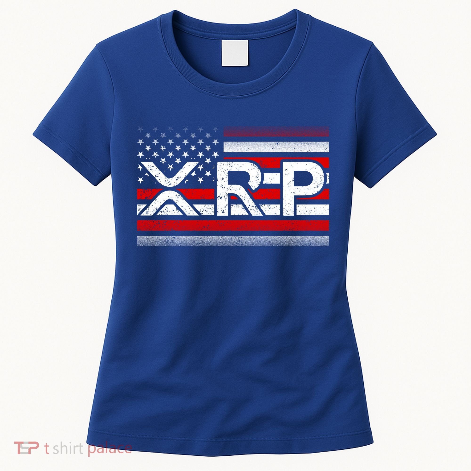 XRP Cryptocurrency Distressed USA American Flag Women's T-Shirt