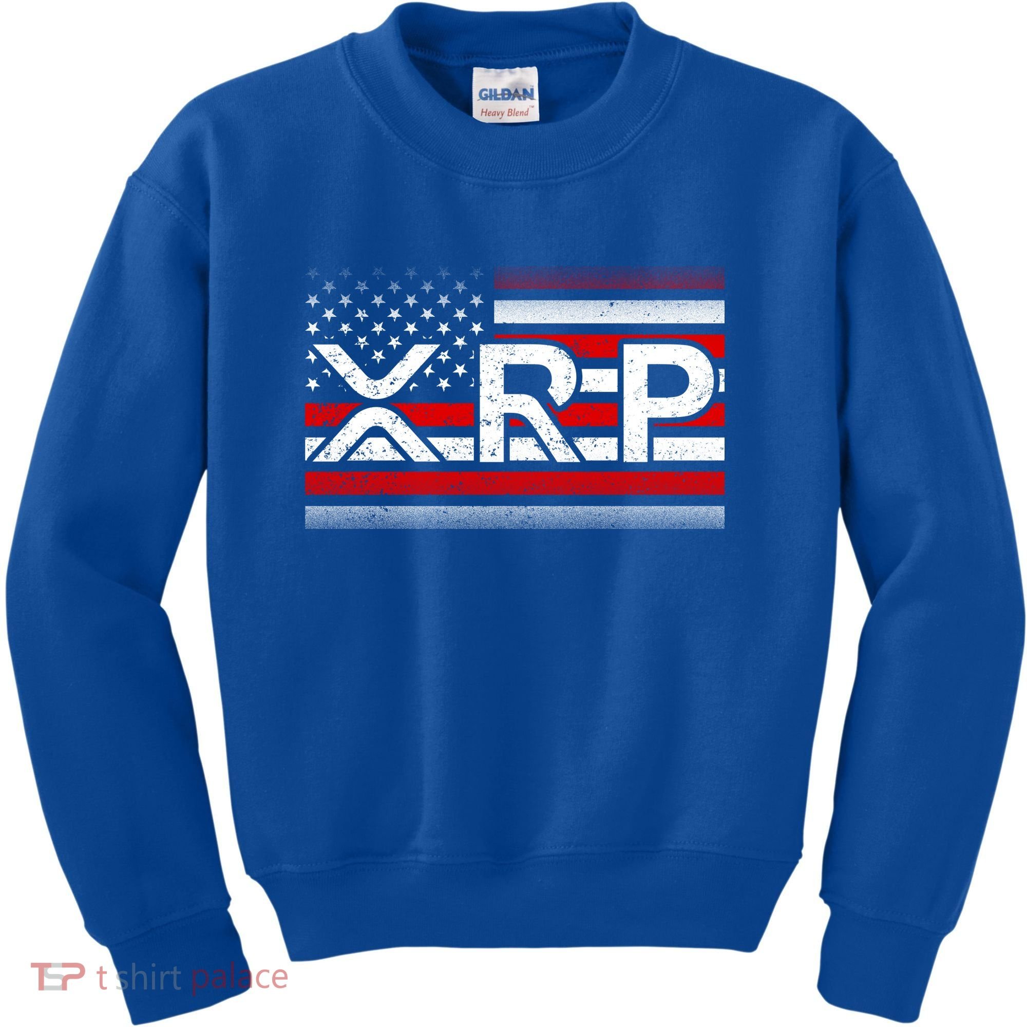 XRP Cryptocurrency Distressed USA American Flag Kids Sweatshirt