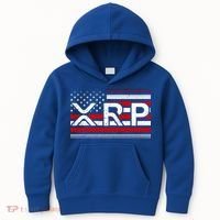 XRP Cryptocurrency Distressed USA American Flag Kids Hoodie thumb 0