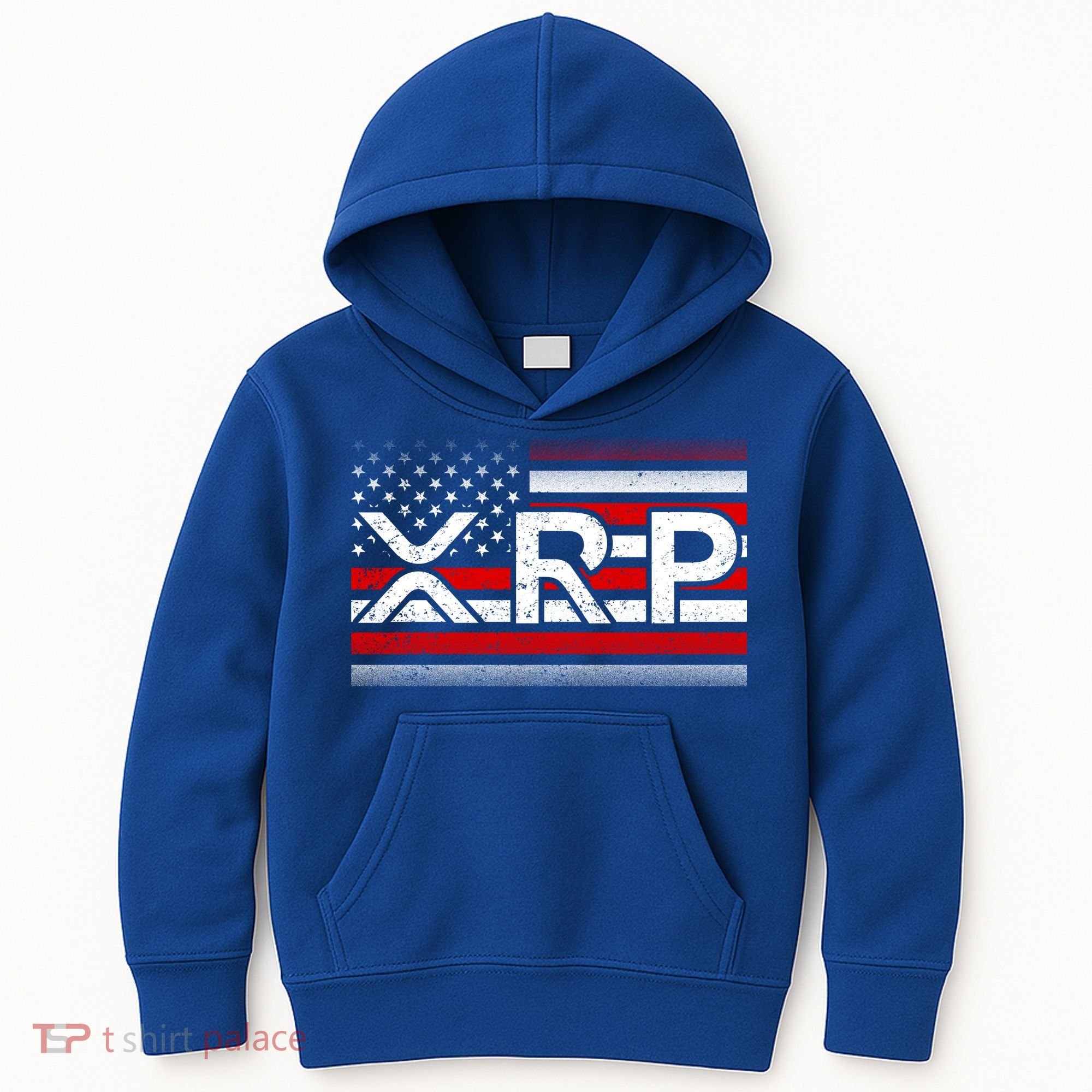 XRP Cryptocurrency Distressed USA American Flag Kids Hoodie